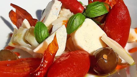 Baccalà con nudo di torpedino, marzolina itrana e olive pestate