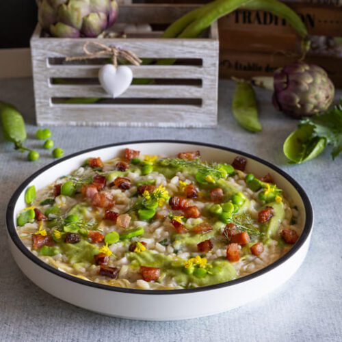 Risotto all vignarola con guanciale e pecorino di Pamela Liccardo