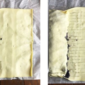 Strudel al cavolo viola, mele e formaggio