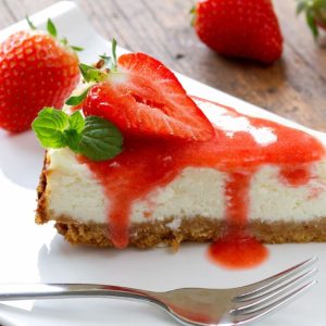cheesecake bufala, fragole frescheCheesecake di bufala e fragole