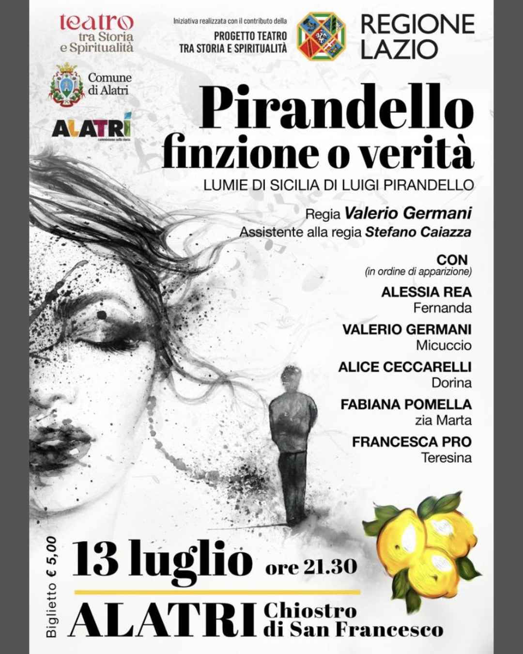 Alatri porta in scena “Pirandello: finzione o verità” al Chiostro di San Francesco