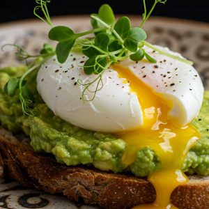 Toast con crema di avocado e uovo poché