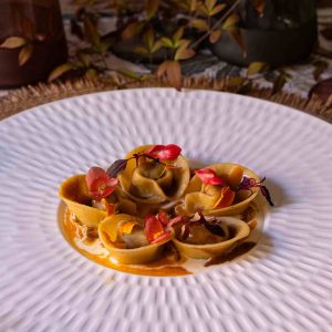 Ravioli di stagione ossobuco, brie e zucca