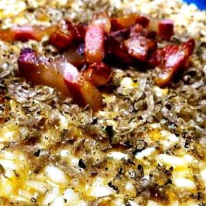 Risotto con guanciale croccante, zucca e tartufo
