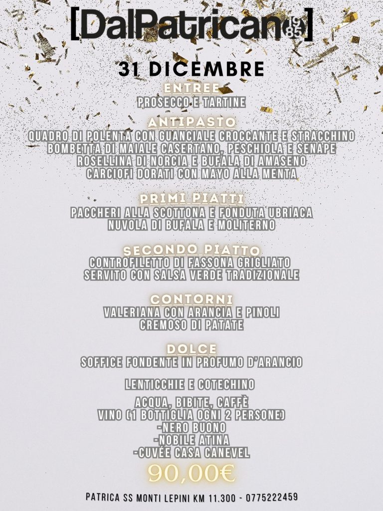 dal patricano capodanno menu