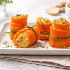 Involtini di carote con crema speziata di lenticchie