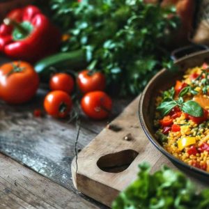 8 LUNEDI Cous cous estivo con peperoni, ceci, pomodorini e menta