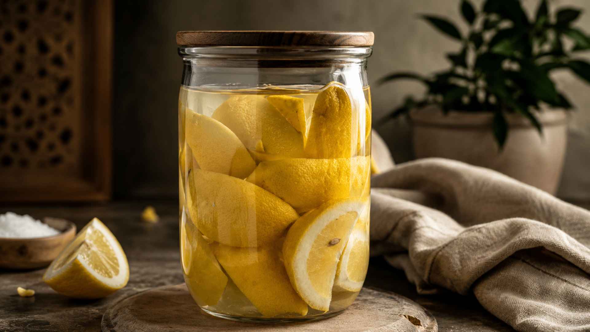 Barattolo con limone fermentato in salamoia secondo la ricetta di Giorgio Alessio Bracaglia