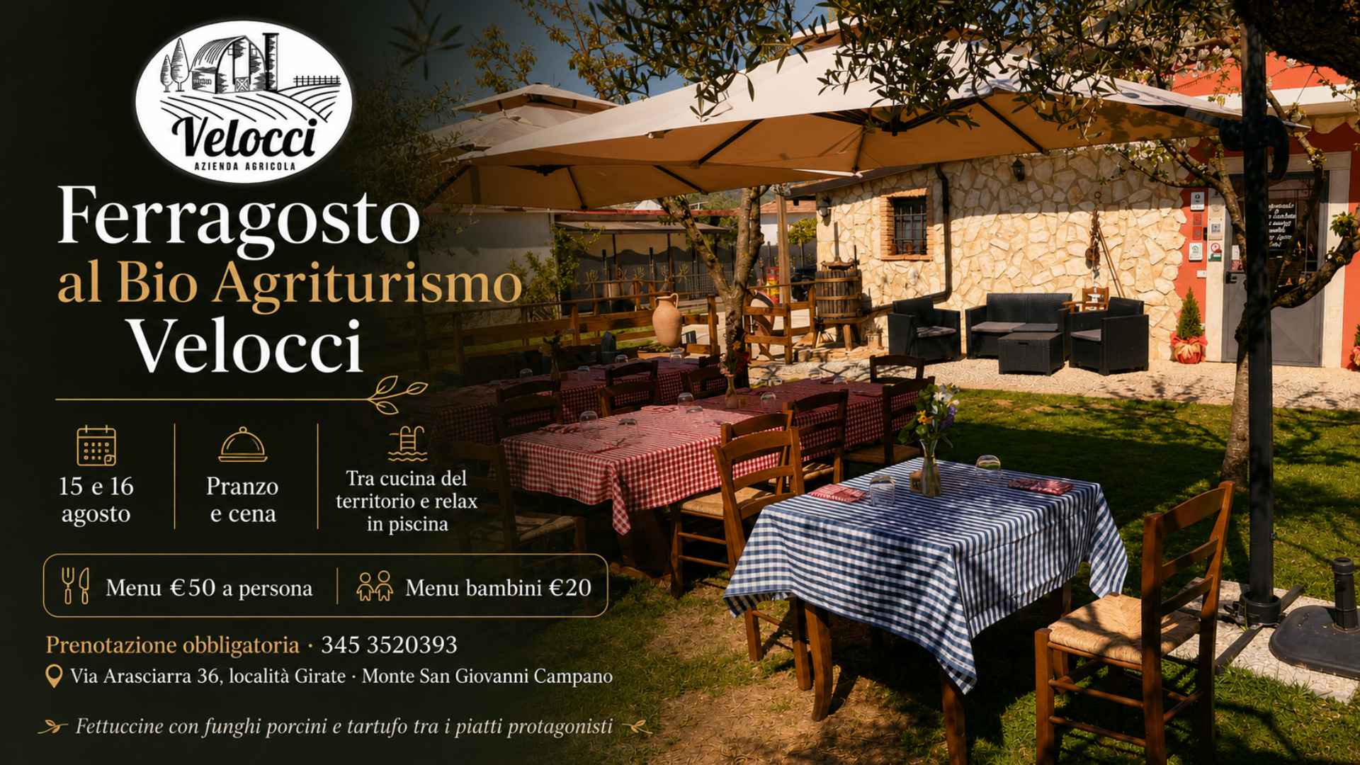 Ferragosto al Bio Agriturismo Velocci: menu, piscina e cucina del territorio
