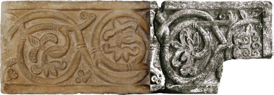 Ricostruzione virtuale di un rilievo dell’altare di Adinolfo con frammenti conservati nella cattedrale di Alatri