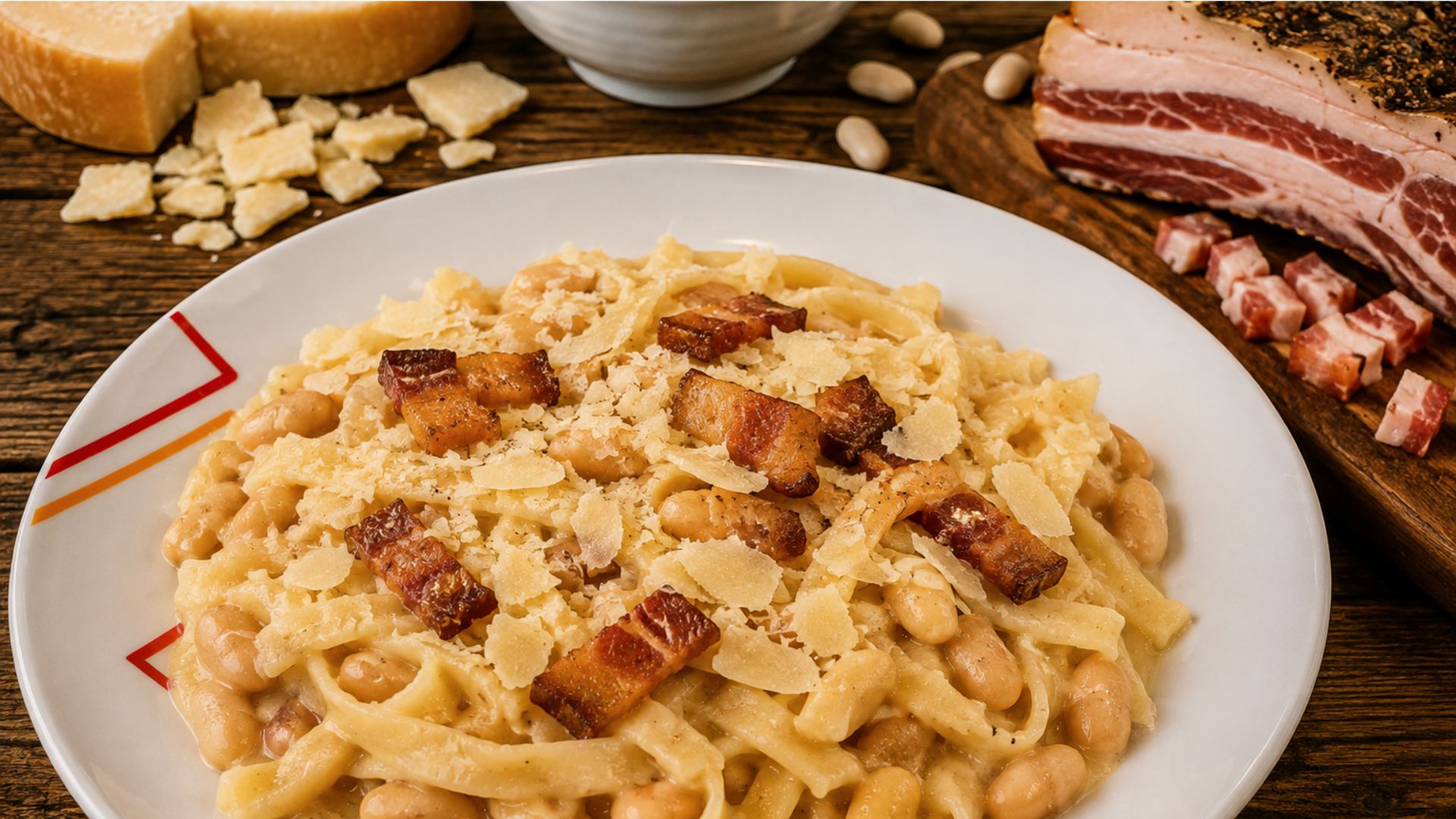 Sagne pelose con cannellini, Gran Cacio di Morolo e guanciale artigianale di La Car