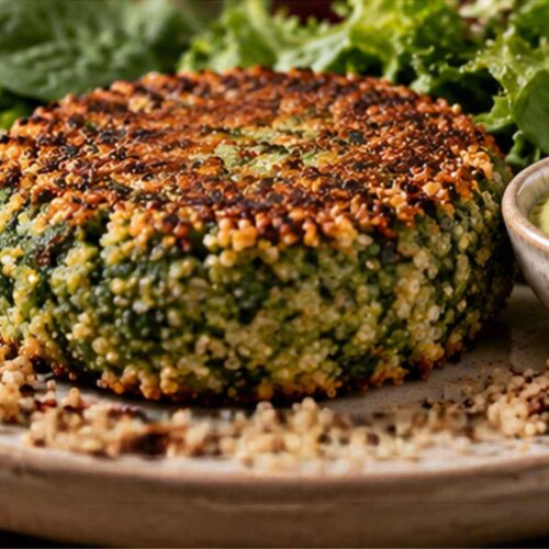 Burger di spinaci e quinoa con maionese agli spinaci
