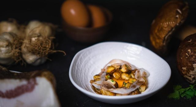 secondo stellato con porcini e guanciale