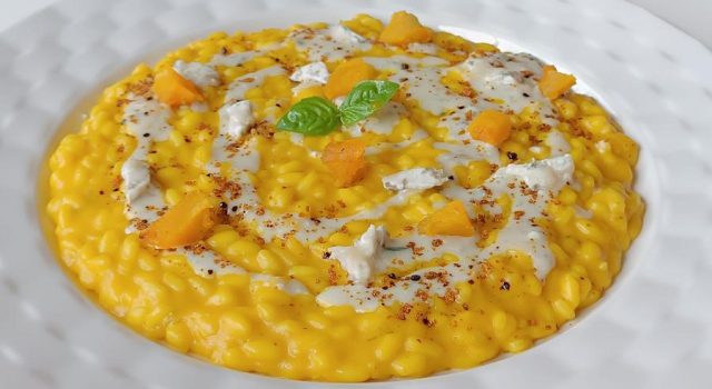 Risotto alla zucca con basilicapra e liquirizia