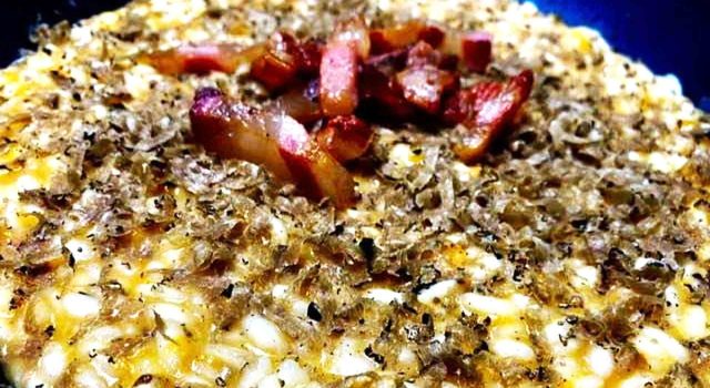 Risotto con guanciale croccante, zucca e tartufo