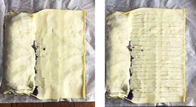 Strudel al cavolo viola, mele e formaggio
