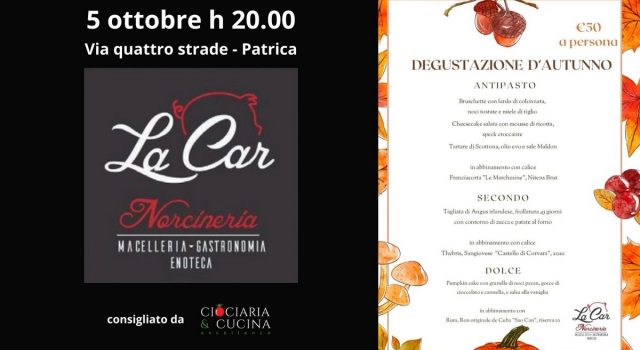 Vivi un'esperienza di gusto autunnale alla norcineria La Car di Patrica